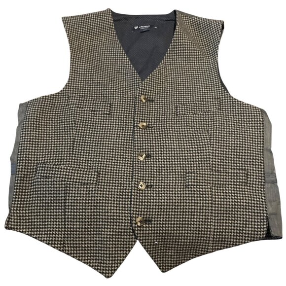 Mens Cremieux Bond Street Collection Dark Grey Houndstooth Vest M Wool Blend - Picture 1 of 8